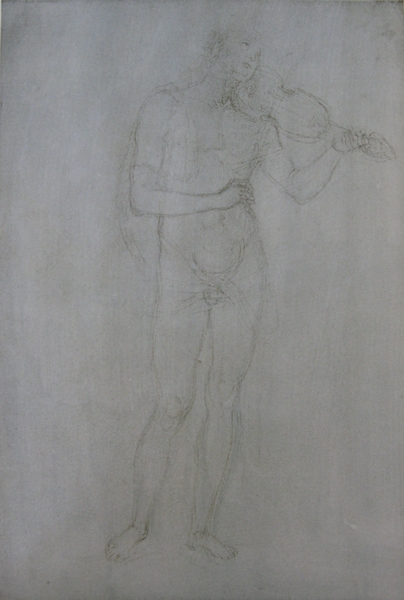 Study of a male figure playing a violin